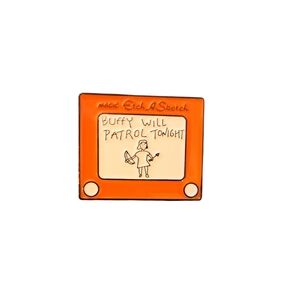 🎁 Buffy the Vampire Slayer Enamel Pin – Retro Etch A Sketch Design